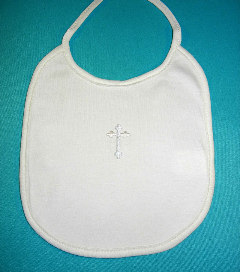 Cotton Baby Bib w/Cross